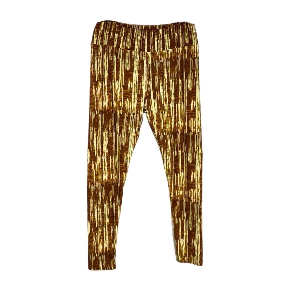 LulaRoe Amber Brown Brush Stroke Print Butter Soft Tall & Curvy Leggings